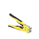 Pinza multifuncional Pelacables, con terminal de pestaña, prensado automático de color amarillo.