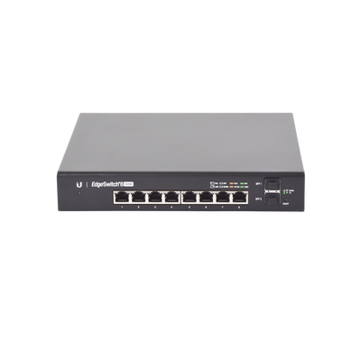 Switch EdgeMAX Administrable de 8 Puertos Gigabit con PoE+/PoE Pasivo 24V + 2 Puertos SFP, 150 W