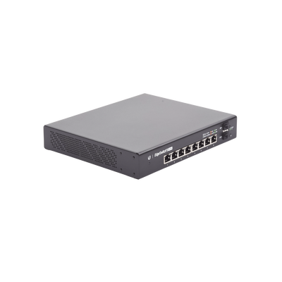 Switch EdgeMAX Administrable de 8 Puertos Gigabit con PoE+/PoE Pasivo 24V + 2 Puertos SFP, 150 W