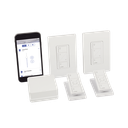 (Caseta Wireless) Kit Hub controlador, 2 atenuadores, 2 controles remotos, 2 base mesa y 2 tapas.
