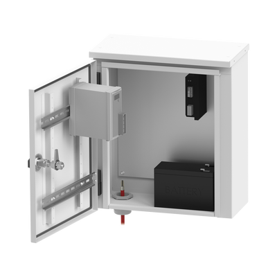 Gabinete de Exterior con Preparación para Instalación en Muro o Poste (355 X 406 X 170 mm).