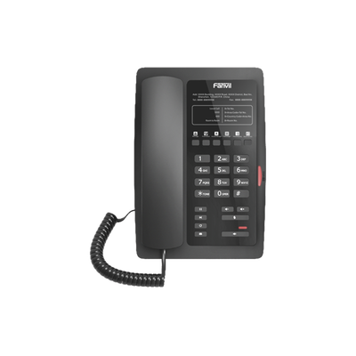 Teléfono IP para Hotelería, profesional con 6 teclas programables para servicio rápido (Hotline), plantilla personalizable con PoE