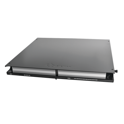 Panel de Conexión de Fibra para Rack de 19in, Bandeja Fija, Acepta 3 Placas Quick Pack, Hasta 72 Fibras, 1 UR
