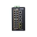 Switch Industrial Administrable 16 puertos 10/100/1000 T 802.3at PoE + 2 Puertos 10/100/1000 T + 2 puertos 100/1000 X SFP
