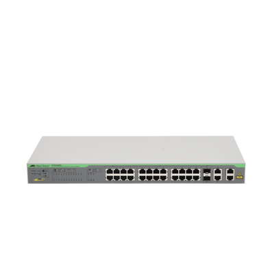 WebSmart Switch, 24 puertos PoE+ 10/100 Mbps + 2 puertos 10/100/1000 Mbps + 2 SFP Gigabit Combo, 193 W