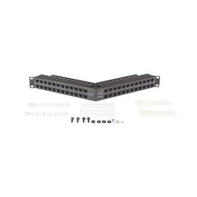 Patch Panel Z-MAX de 48 Puertos, Blindado, Modular (Vacío), Angulado, 1UR