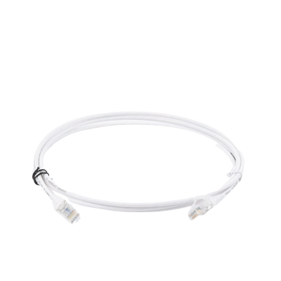 Patch Cord MC6 Modular Cat6 UTP, CM/LS0H, 2.13 Metros (7 Pies), Color Blanco, Diámetro Reducido (28AWG), Versión Bulk (Sin Empaque Individual)
