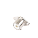 Conector UHF Hembra (SO-239-2H) para Chasis, Doble Perforación, Conductor Central Soldable, Níquel/ Plata/ PBT.