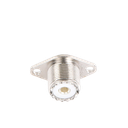 Conector UHF Hembra (SO-239-2H) para Chasis, Doble Perforación, Conductor Central Soldable, Níquel/ Plata/ PBT.
