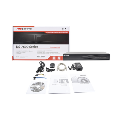 NVR 8 Megapixel (4K) / 4 canales IP / 1 Bahia de Disco Duro / 4 Puertos PoE+ / Salida de vídeo 4K