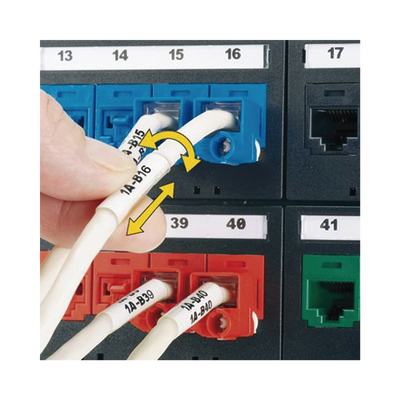 Casete de 100 Etiquetas Autolaminadas Turn-Tell, con Rotación para Mejor Visibilidad, para Cables de Redes de Cobre o Fibra Óptica, de 5.5 a 7.1 mm (0.22 a 0.28 pulgadas) de Diámetro