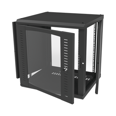Gabinete para Montaje en Pared Cuerpo Fijo, con 12 Unidades de Rack, de 19in, Puerta de Cristal Templado, Fabricado en Acero