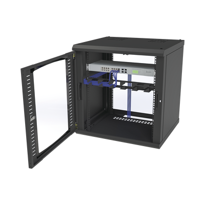Gabinete para Montaje en Pared Cuerpo Fijo, con 12 Unidades de Rack, de 19in, Puerta de Cristal Templado, Fabricado en Acero