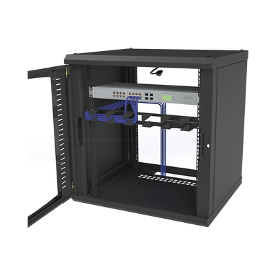 Gabinete para Montaje en Pared Cuerpo Fijo, con 12 Unidades de Rack, de 19in, Puerta de Cristal Templado, Fabricado en Acero