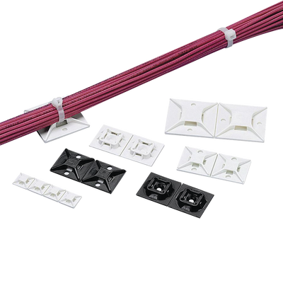 Montaje-Sujetador Para Cable de 4 Vías, con Adhesivo, 25.4 x 25.4mm (1in x 1in), Color Blanco, Uso en Interior, 1 pieza