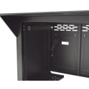 Escritorio Estación Mobiliaria Profesional de Monitoreo y Control / Videovigilancia / Acceso / Alarmas / Etc... / Metal Negro y Madera Tono Oscuro