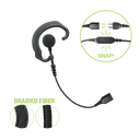 Auricular de gancho para el oído (RESPONDER) con cable de fibra trenzada y conector SNAP. Requiere micrófono de solapa de 1 o 2 hilos de la Serie SNAP.