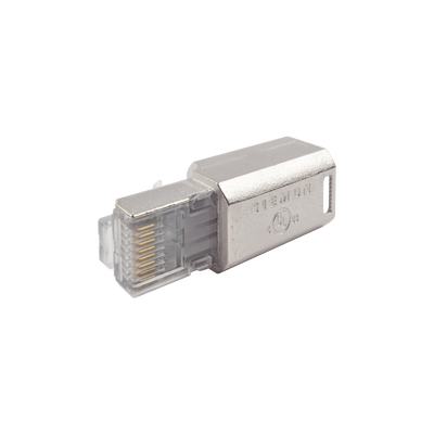 Plug RJ45 Cat6A Blindado, Terminación en Campo, Compatible con Todas las Categorías, Sin Clip Protector de Seguro