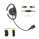 â€‹Auriculares de gancho en forma de "C" con cable de fibra trenzada y conector SNAP. Requiere micrófono de solapa de 1 o 2 hilos de la Serie SNAP.