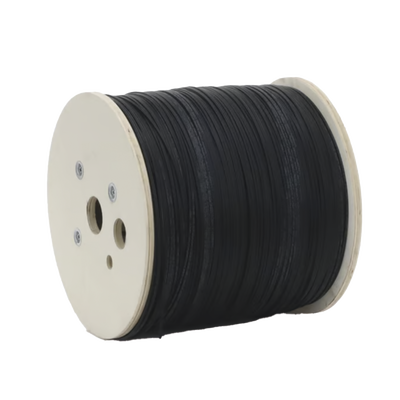 Carrete de 2 km de Fibra Óptica Drop Plana, Interior/Exterior G.657A2 Monomodo de 1 hilo (unifibra), Dieléctrica, Forro Negro, Compatible con Conectores FASC, FASCUP, FASCLC