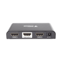 Divisor (Splitter) HDMI 4K de 1 entrada a 2 salidas / Soporta 4K×2K / HDMI 2.0 /  HDCP 2.2 / HDMI 3D / Longitud del cable de Entrada ≤30m, Salida ≤25m / Divide 1 Entrada de video HDMI  a 2 Salidas de Video HDMI (Simultaneas).