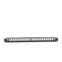 Patch Panel Modular sin Blindaje de 24 Puertos, 1U, con Barra para Organizar Cable