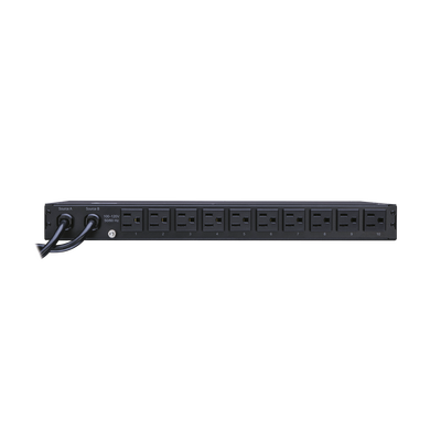 PDU ATS (Fuente Redundante Auto-transferible) Medible, Para Distribución de Energía, 2 Entradas 120 Vca NEMA5-15P, Con 10 Salidas NEMA 5-15R, Horizontal 19in, 1UR