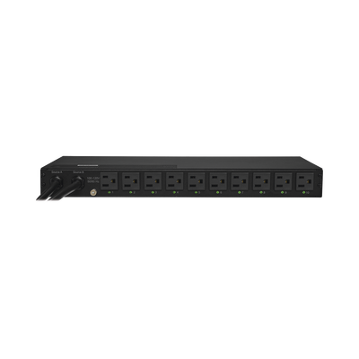 PDU ATS (Fuente Redundante Auto-transferible) Monitoreable, Para Distribución de Energía, 2 Entradas 120 Vca NEMA5-15P, Con 10 Salidas NEMA 5-15R, Horizontal 19in, 1UR