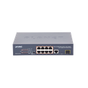 Switch no Administrable 8 puertos 10/100 PoE 802.3af/at 135W, 1 puerto Uplink 10/100/1000 y 1 SFP 100/1000 para escritorio
