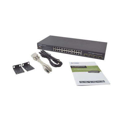 Switch Administrable L2+ 24 puertos 10/100/1000 Mbps, 4 Puertos Combo SFP