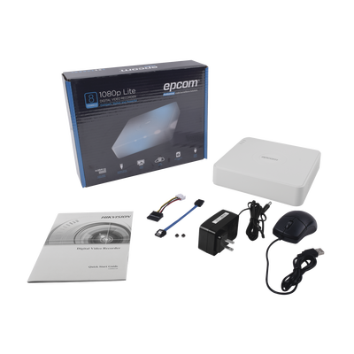 DVR 8 Canales 2 Megapixel (1080p) Lite / 8 Canales TURBOHD + 2 Canales IP / 1 Bahía de Disco Duro / H.264+ / 1 Canal de Audio / Salida de vídeo Full HD