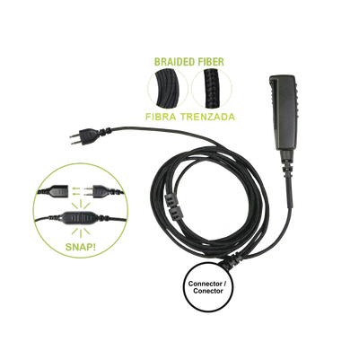 Cable para Micrófono audífono SNAP intercambiable con conector para Radios Icom IC-F3216/4261DS/DT, IC-F52D/62D, IC-F3400/4400DS/DT