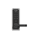 Cerradura inteligente con teclado Touch Screen, Apertura con tarjeta Mifare /Contraseña y Llave de emergencia de diseño compacto para puertas de perilla simple