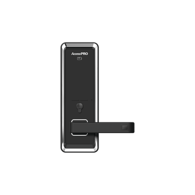 Cerradura inteligente con teclado Touch Screen, Apertura con tarjeta Mifare /Contraseña y Llave de emergencia de diseño compacto para puertas de perilla simple