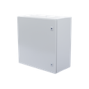 Gabinete de Acero IP66 Uso en Intemperie (600 x 600 x 300 mm) con Placa Trasera Interior Metálica y Compuerta Inferior Atornillable (Incluye Chapa y Llave T).