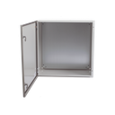 Gabinete de Acero IP66 Uso en Intemperie (600 x 600 x 300 mm) con Placa Trasera Interior Metálica y Compuerta Inferior Atornillable (Incluye Chapa y Llave T).
