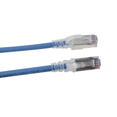 Patch Cord Skinny Cat6A Blindado S/FTP, 2.13 Metros (7 Pies), Diámetro Reducido 28 AWG, Color Azul