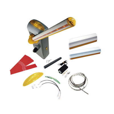 Kit de barrera GARD 4 con mástil Italiano / Izquierda y derecha configurable en campo / Incluye Iluminación LED Rojo/Verde / Pluma de 3.75 m / Cúpula con iluminación LED / Resorte Rojo CAME