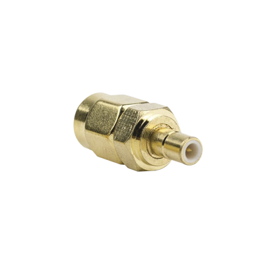 Adaptador Coaxial en Línea, de Conector SMA Macho a SMB Hembra, Oro/ Oro/ Teflón.