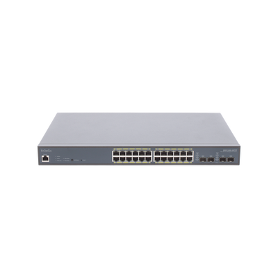 Switch PoE Administrable  de 24 Puertos Gigabit, 4 Puertos SFP, Soporta Hasta 410 W con Opción de Controlador para Serie Neutron y Enturbo.