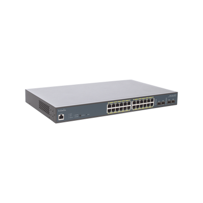 Switch PoE Administrable  de 24 Puertos Gigabit, 4 Puertos SFP, Soporta Hasta 410 W con Opción de Controlador para Serie Neutron y Enturbo.