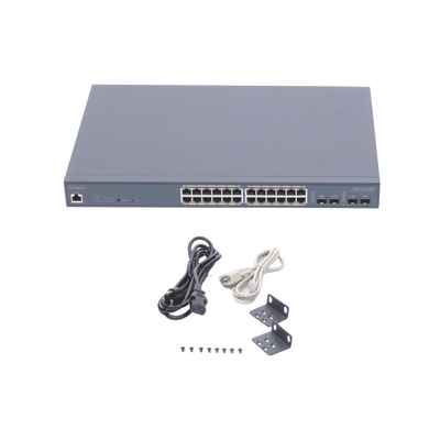 Switch PoE Administrable  de 24 Puertos Gigabit, 4 Puertos SFP, Soporta Hasta 410 W con Opción de Controlador para Serie Neutron y Enturbo.