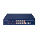 Switch de Escritorio de 8 Puertos 10/100TX 802.3at PoE+ / 2 Puertos 10/100TX / 120W PoE Budget / Modos Standard, VLAN y Extendido / Distancia Extendida Hasta 250m