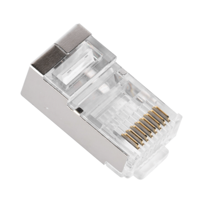 Bote con 100 Piezas de Plug Modular RJ45 Cat6A Chapado de Oro a 30 Micras para Durabilidad Extrema
