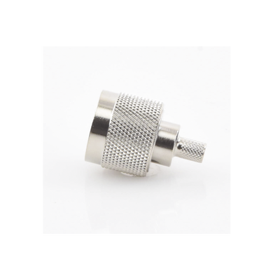 Conector N Macho, Anillo Plegable y Pin Cautivo para RG-8/X, 9258, LMR-240, Níquel/ Oro/ Teflón.
