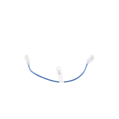 Cable de Parcheo Slim UTP Cat6 - 30 cm Azul Diámetro Reducido (28 AWG)