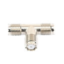 Adaptador en T, de Conector Mini-UHF Hembra a Doble Mini-UHF Hembra, Níquel/ Plata/ Teflón.