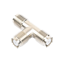 Adaptador en T, de Conector Mini-UHF Hembra a Doble Mini-UHF Hembra, Níquel/ Plata/ Teflón.