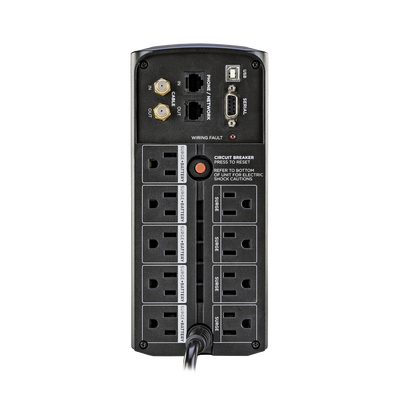 UPS de 1000 VA/600 W, Topología Línea Interactiva, Entrada 120 Vca NEMA 5-15P, Tipo Mini Torre, Con 9 Tomas NEMA 5-15R