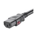 Cable de Alimentación Eléctrica Con Bloqueo de Seguridad, de IEC C14 a IEC C13, 1.2 Metros de Largo, Color Negro, Paquete de 10 Piezas